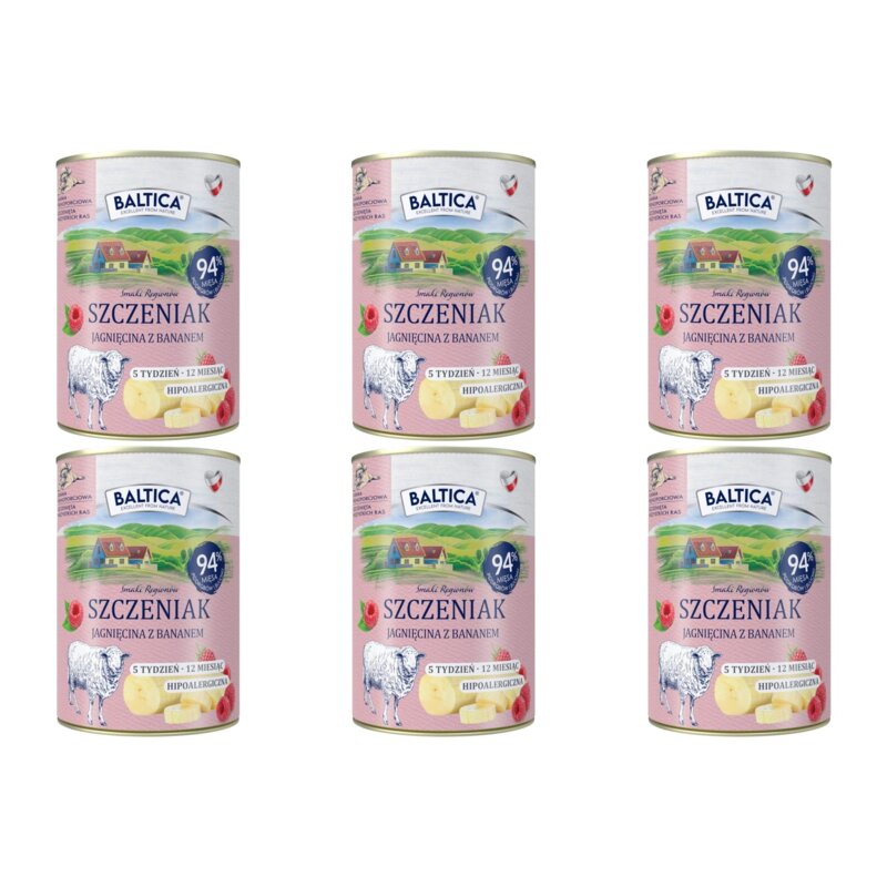 Karma dla psa BALTICA Smaki Regionów Szczeniak Jagnięcina z bananem 6 x 400 g