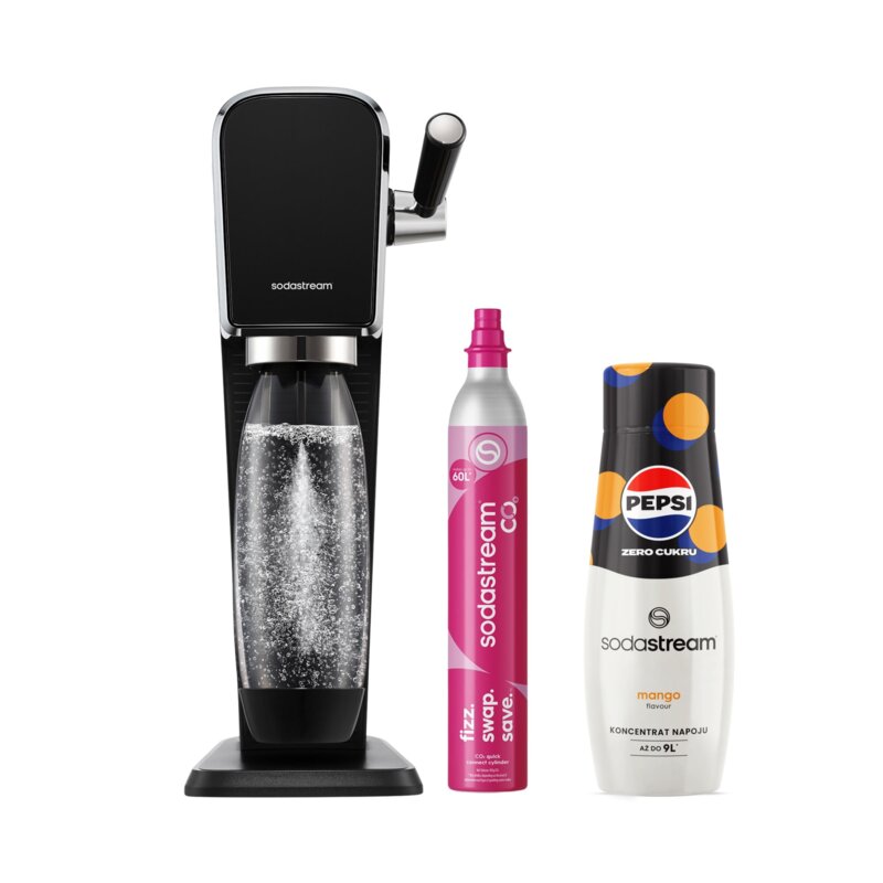 Saturator SODASTREAM Art Czarny + Syrop SODASTREAM Pepsi Max Zero Mango 440 ml bez cukru