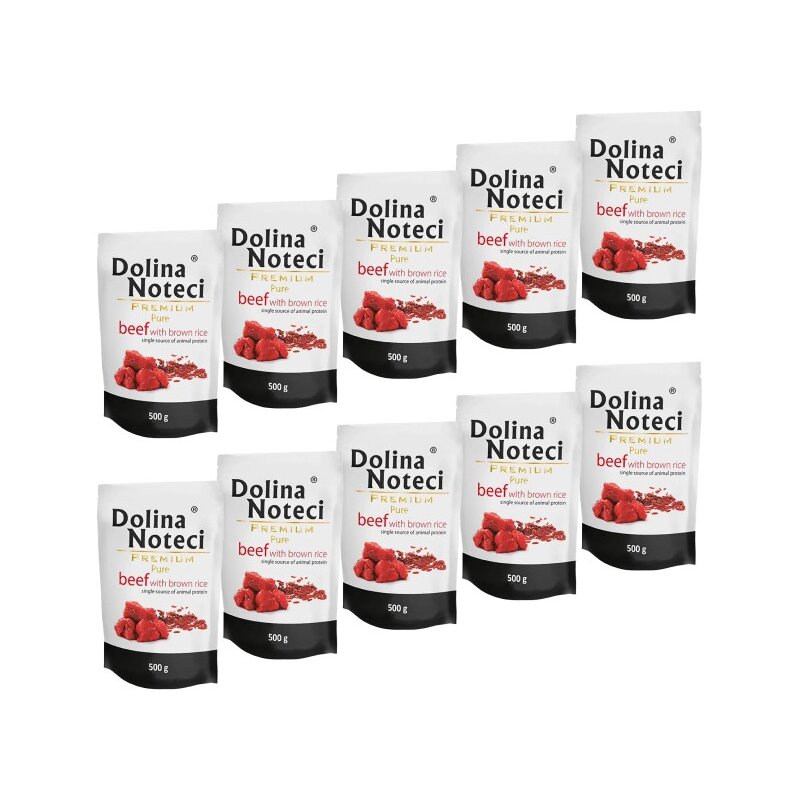 Karma dla psa DOLINA NOTECI Premium Pure bogata w wołowinę z ryżem 10 x 500 g