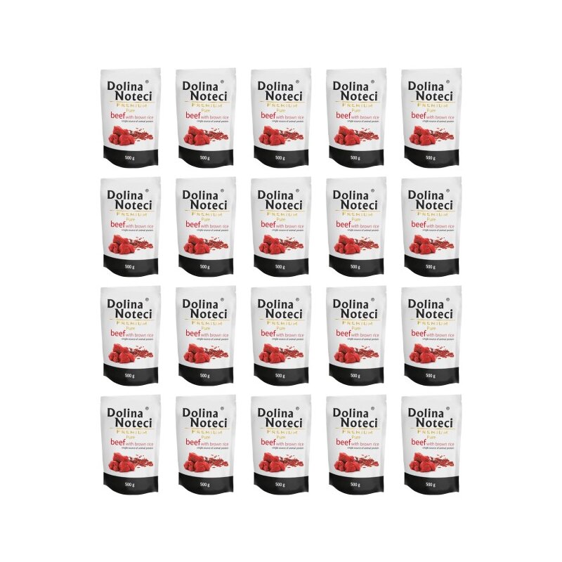 Karma dla psa DOLINA NOTECI Premium Pure bogata w wołowinę z ryżem 20 x 500 g