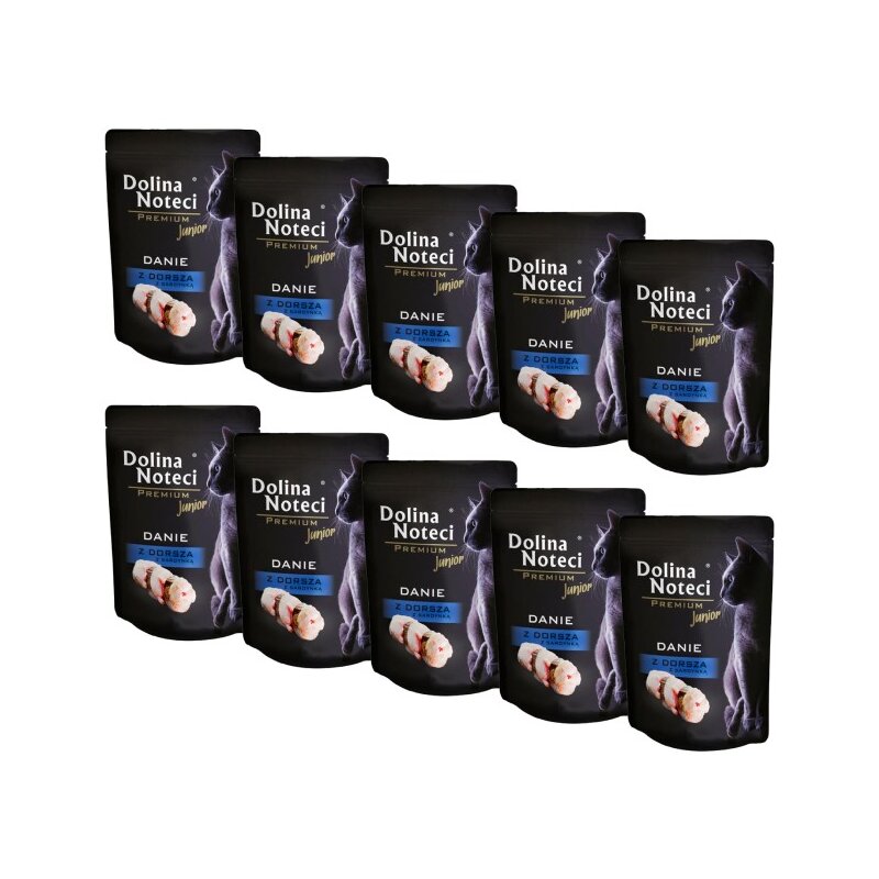 Karma dla kota DOLINA NOTECI Premium Junior Danie z dorsza z sardynką 10 x 85 g