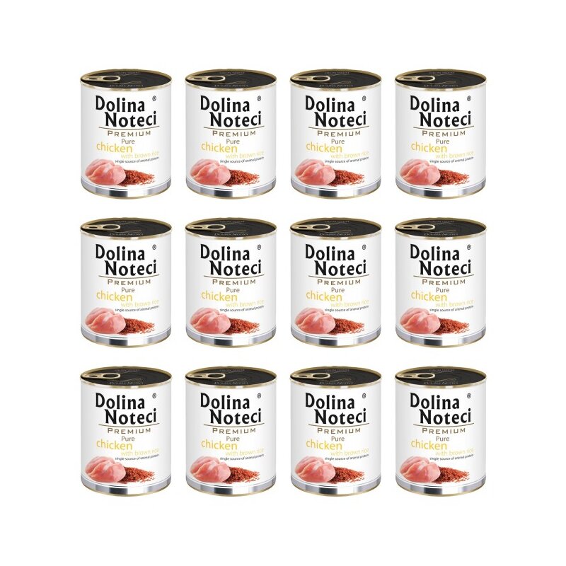 Karma dla psa DOLINA NOTECI Premium Pure bogata w kurczaka z ryżem 12 x 800 g