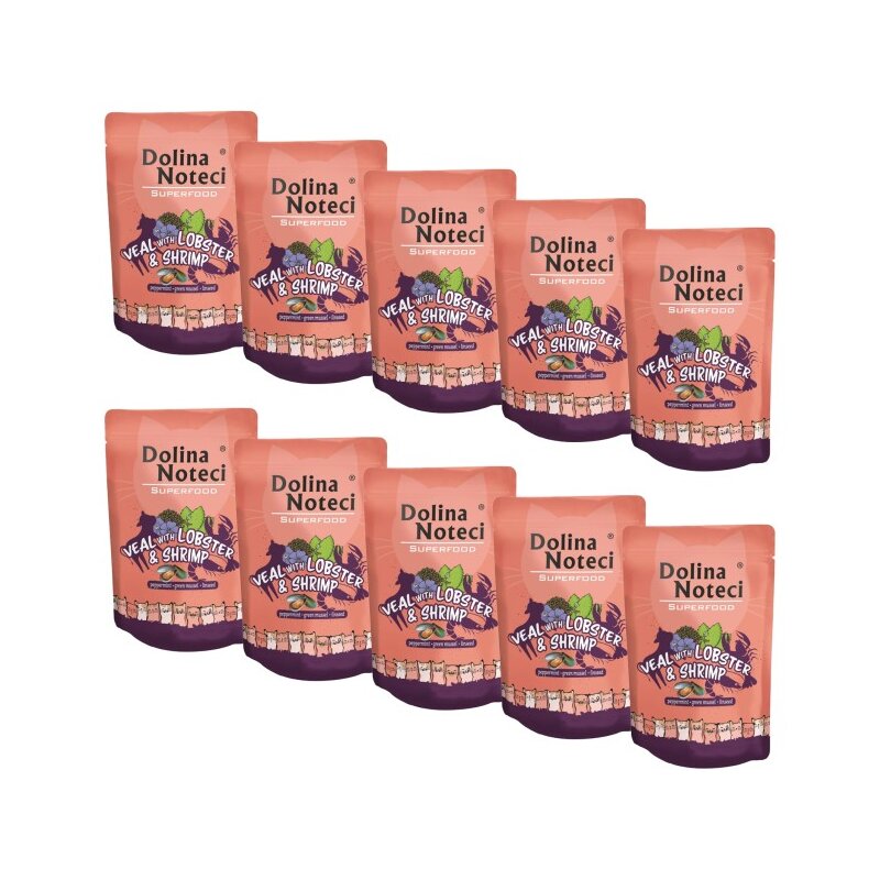 Karma dla kota DOLINA NOTECI Superfood z cielęciną z homarem i krewetkami 10 x 85 g