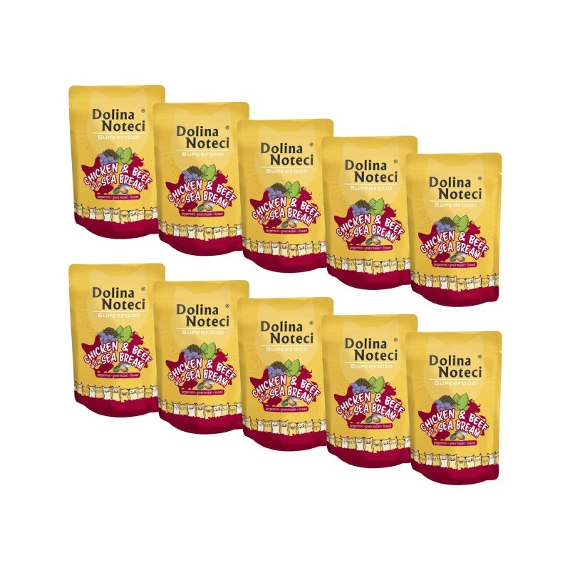 Karma dla kota DOLINA NOTECI Superfood z kurczakiem z wołowiną i doradą 10 x 85 g
