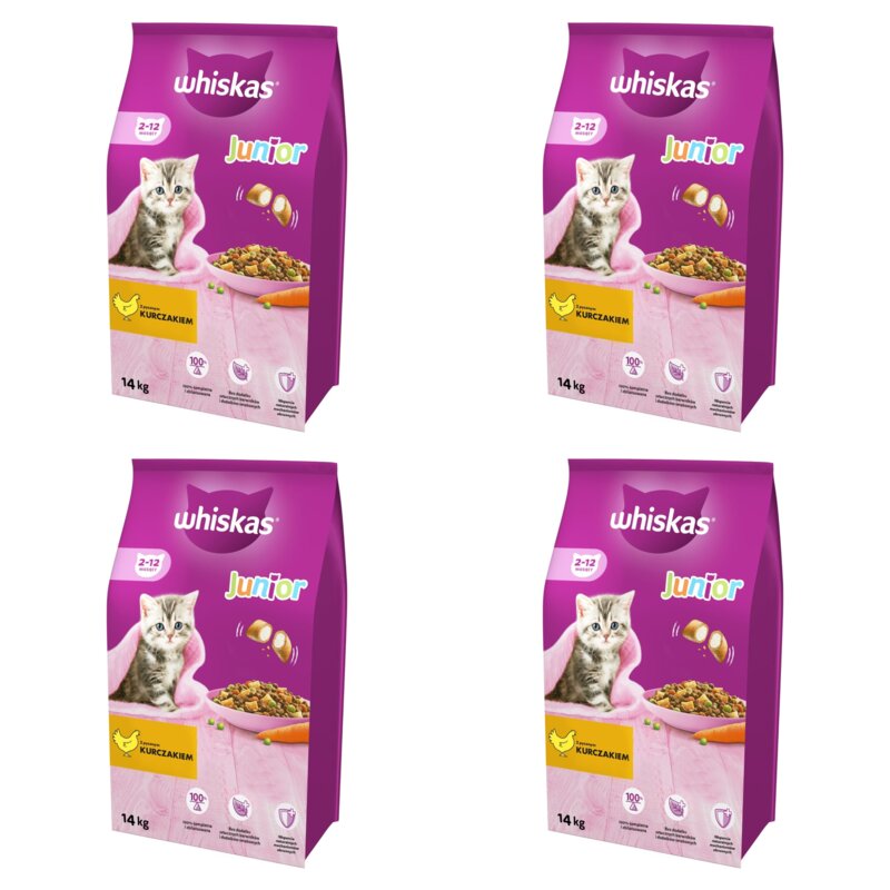 Karma dla kota WHISKAS Junior Kurczak 4 x 14 kg