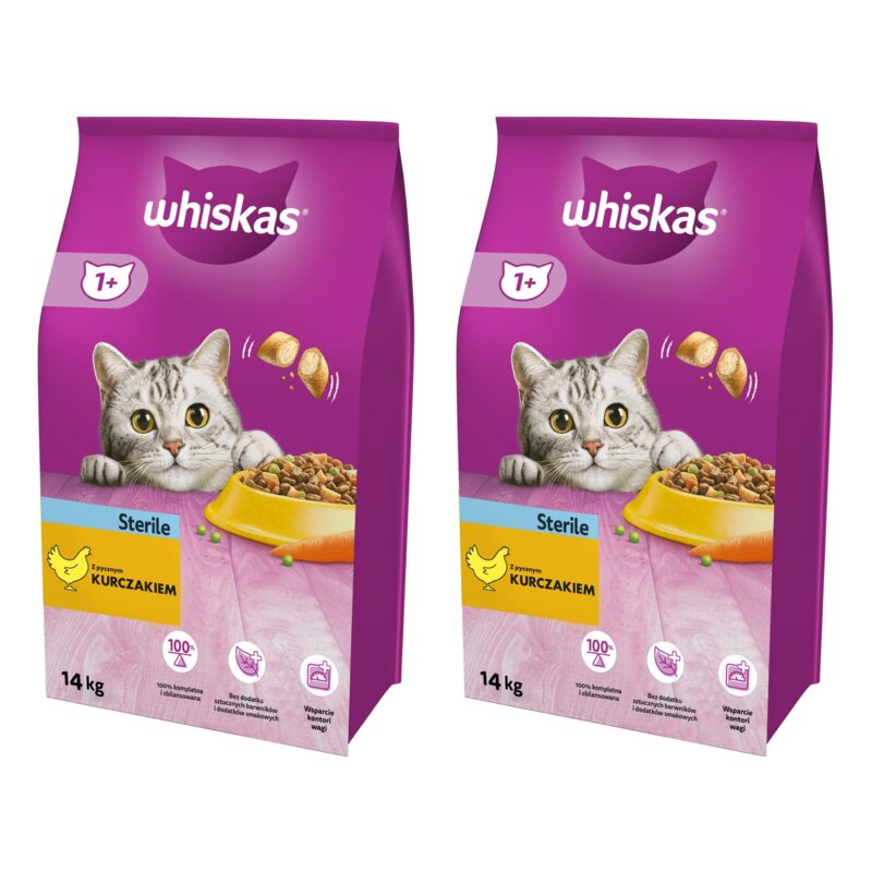 Karma dla kota WHISKAS Sterile Kurczak 2 x 14 kg
