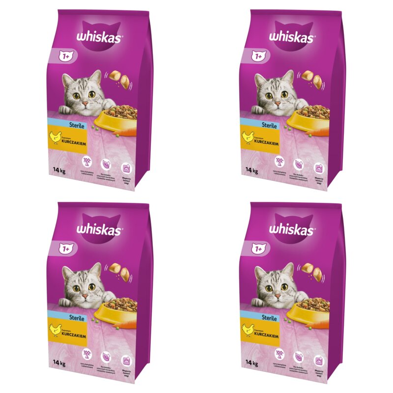 Karma dla kota WHISKAS Sterile Kurczak 4 x 14 kg