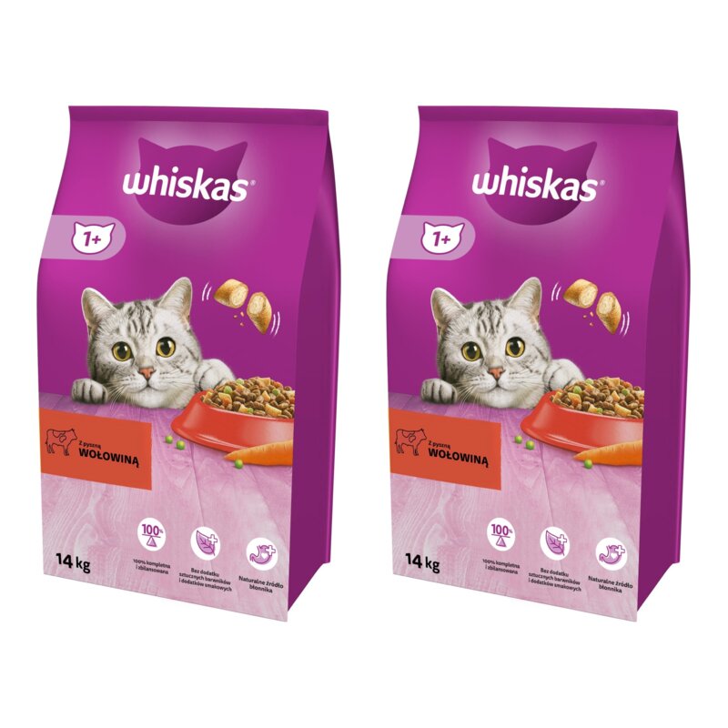 Karma dla kota WHISKAS Wołowina 2 x 14 kg