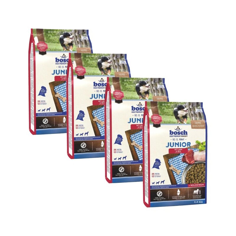 Karma dla psa BOSCH Junior Jagnięcina z ryżem 4 x 3 kg