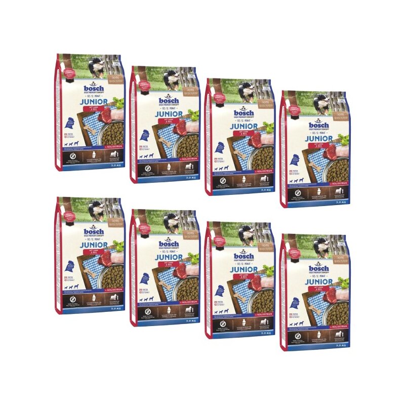Karma dla psa BOSCH Junior Jagnięcina z ryżem 8 x 3 kg
