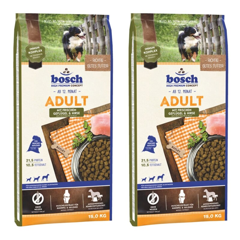 Karma dla psa BOSCH Adult Drób z prosem 2 x 15 kg