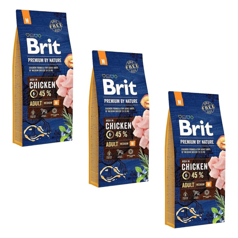 Karma dla psa BRIT Premium By Nature Kurczak 3 x 15 kg