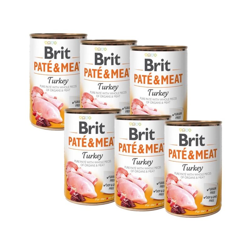 Karma dla psa BRIT Paté & Meat Indyk 6 x 400 g