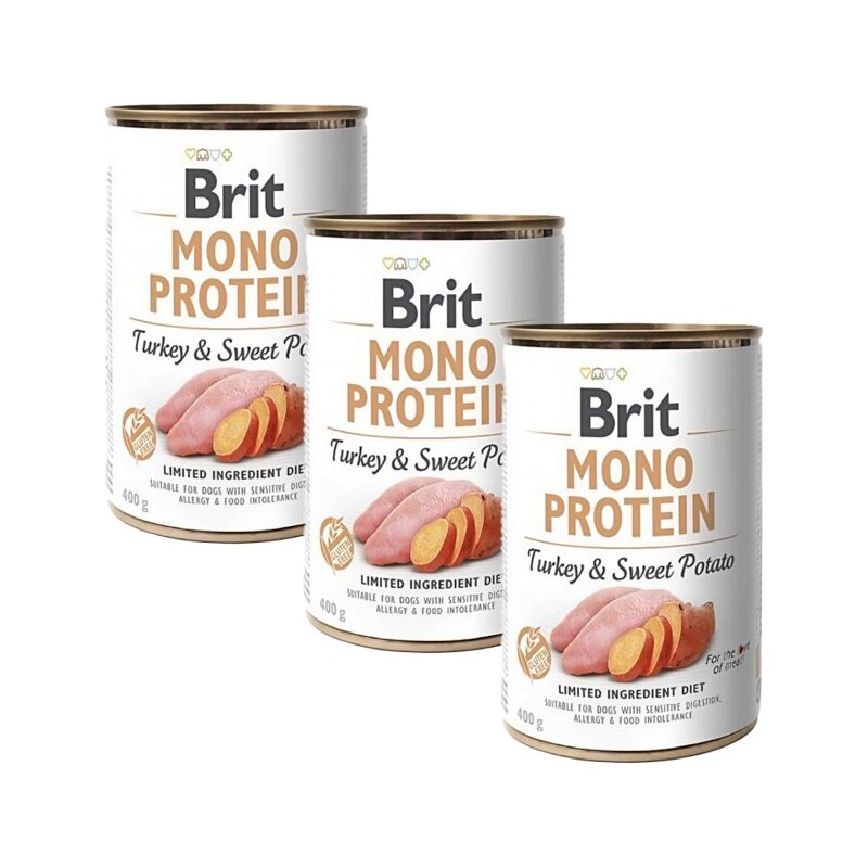 Karma dla psa BRIT Mono Protein Indyk z ziemniakami 3 x 400 g