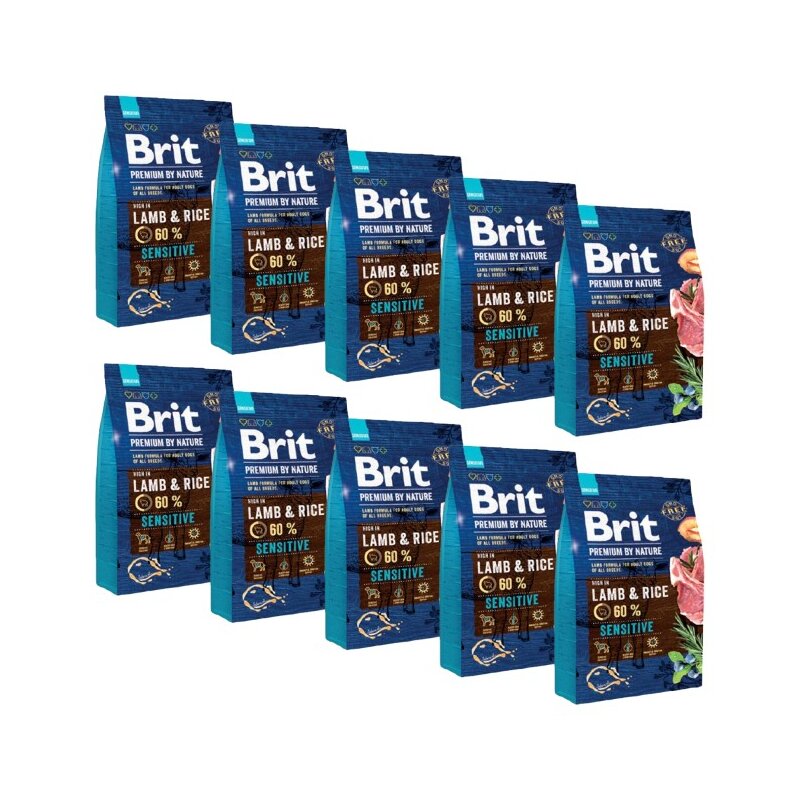 Karma dla psa BRIT Premium by Nature Sensitive Jagnięcina z ryżem 10 x 1 kg