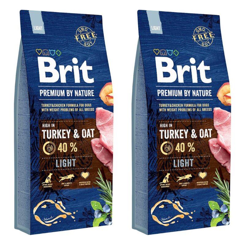 Karma dla psa BRIT Premium By Nature Light Indyk z owsem 2 x 15 kg