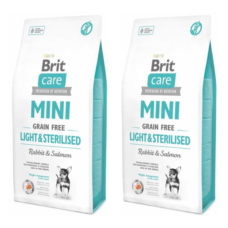 Karma dla psa BRIT Care Mini Light & Sterilised Królik z łososiem 2 x 7 kg