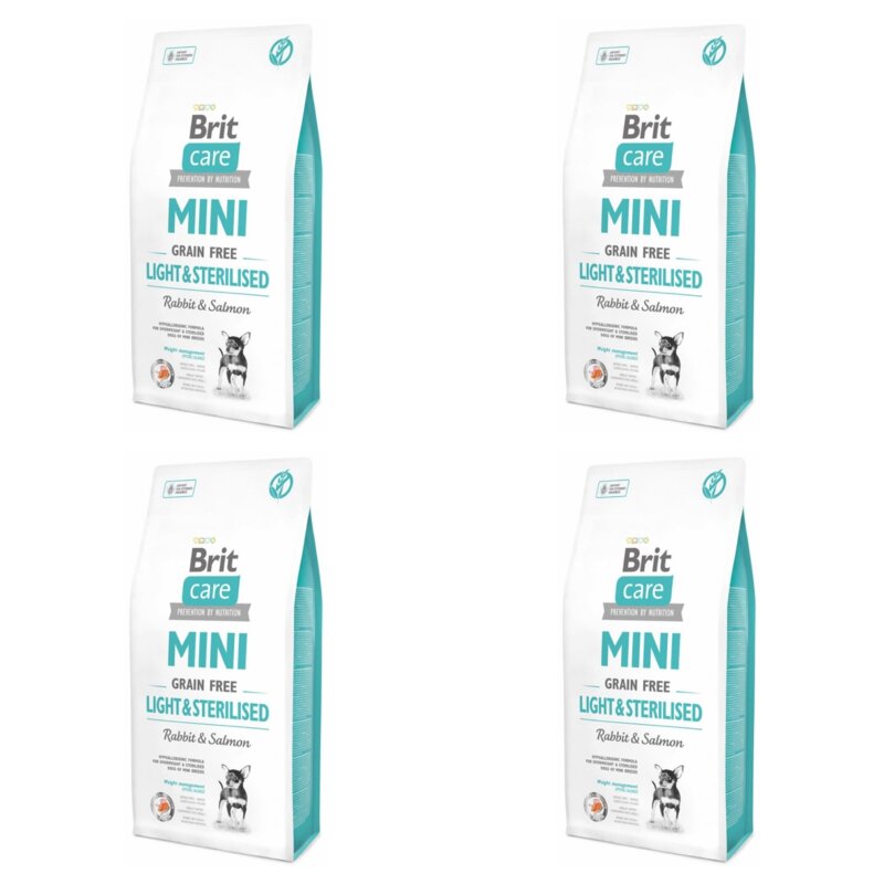Karma dla psa BRIT Care Mini Light & Sterilised Królik z łososiem 4 x 7 kg