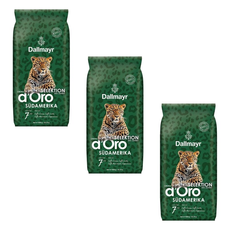 Kawa ziarnista DALLMAYR Crema D'Oro do Africa Selektion 3 x 1 kg