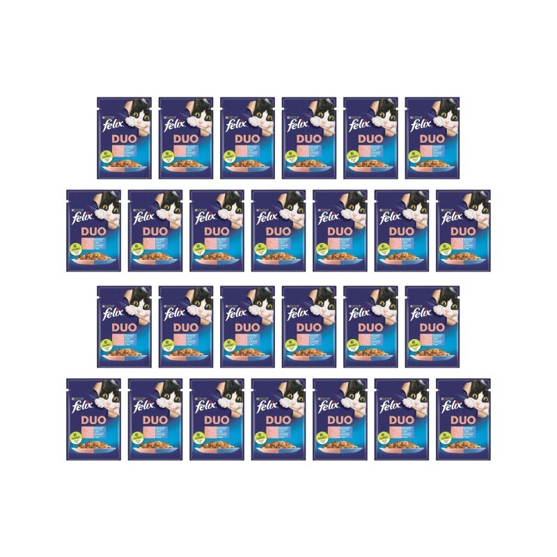Karma dla kota FELIX Fantastic Duo Łosoś z sardynkami w galaretce 26 x 85 g