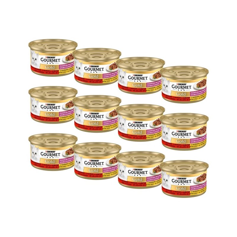 Karma dla kota GOURMET Gold Podwójna przyjemność Wołowina i Kurczak 12 x 85 g