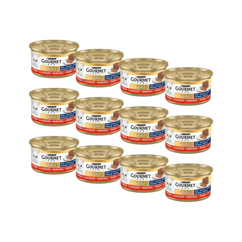 Karma dla kota GOURMET Gold Mus Wołowina 12 x 85 g
