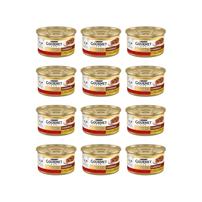 Karma dla kota GOURMET Gold Casserole Wołowina i kurczak w sosie pomidorowym 12 x 85 g