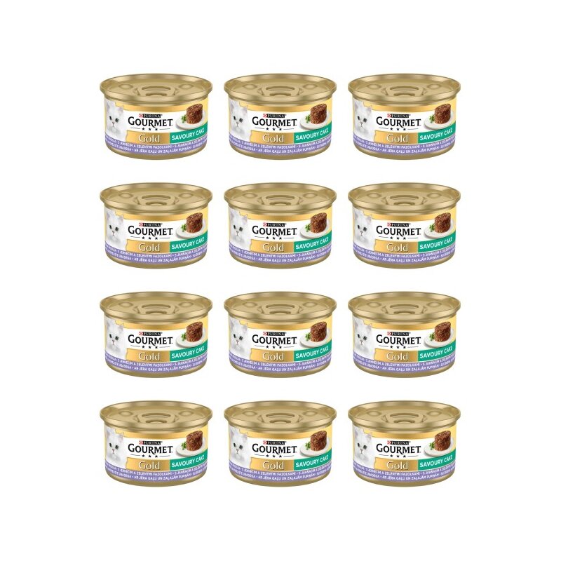 Karma dla kota GOURMET Gold Savoury Cake Jagnięcina i zielona fasola 12 x 85 g
