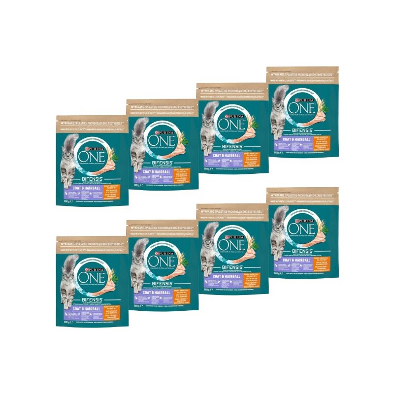 Karma dla kota PURINA ONE Coat & Hairball Kurczak 8 x 800 g