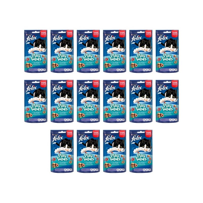 Przysmak dla kota FELIX Play Tubes Pieczona ryba i krewetki 16 x 50 g