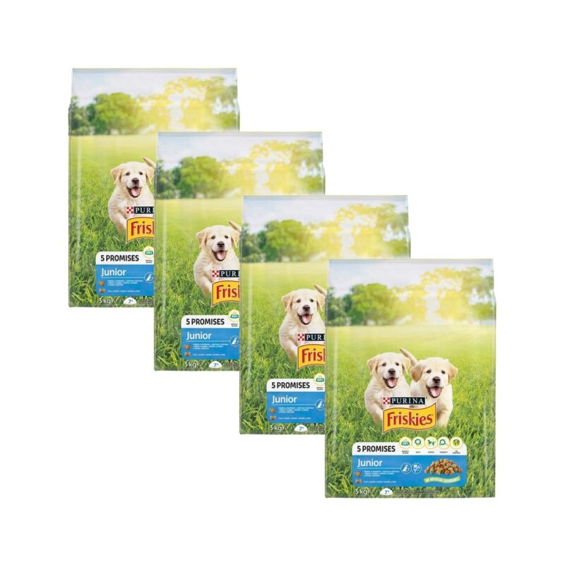 Karma dla psa FRISKIES 5 Promisses Junior Kurczak Warzywa i Mleko 4 x 3 kg