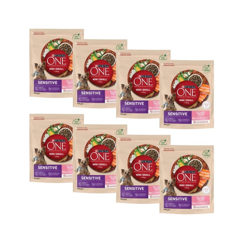 Karma dla psa PURINA ONE Sensitive Mini/Small z łososiem i ryżem 8 x 800 g
