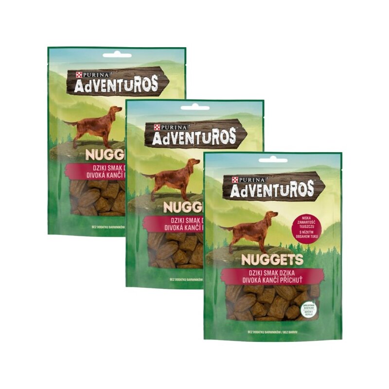Przysmak dla psa ADVENTUROS Nuggets Dziki smak dzika 3 x 90 g