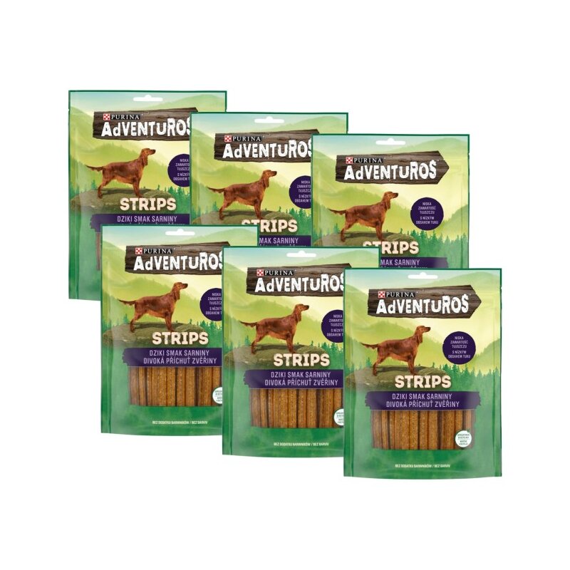 Przysmak dla psa ADVENTUROS Strips Dziki smak sarniny 6 x 90g