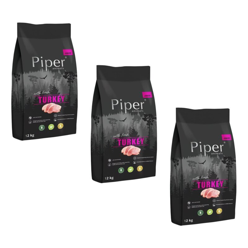 Karma dla psa PIPER Junior z indykiem 3 x 12 kg