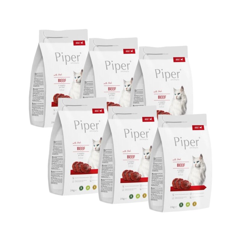 Karma dla kota PIPER Animals z wołowiną 6 x 3 kg
