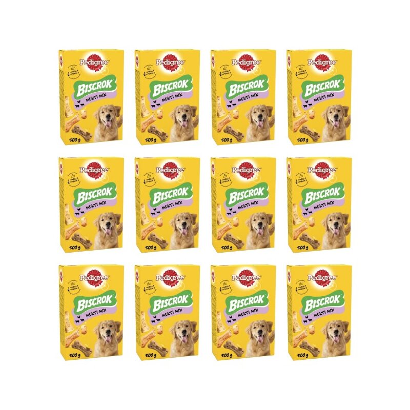 Przysmak dla psa PEDIGREE Biscrok Multi Wołowina z jagnięciną i kurczakiem 12 x 500 g