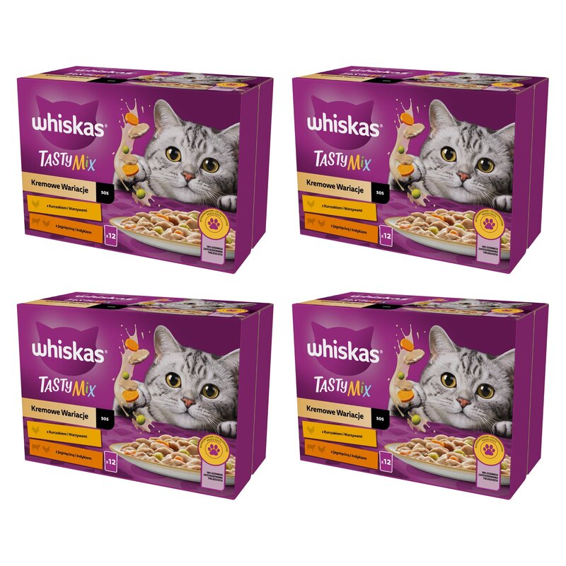 Karma dla kota WHISKAS Tasty Mix Kremowe Wariacje Mix smaków 48 x 85 g