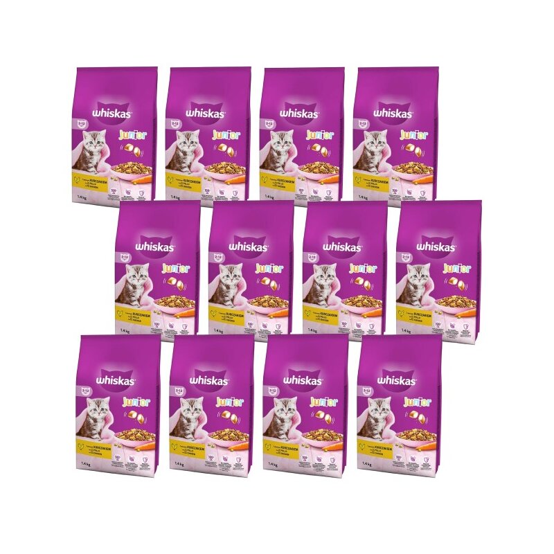 Karma dla kota WHISKAS Junior Kurczak 12 x 1.4 kg