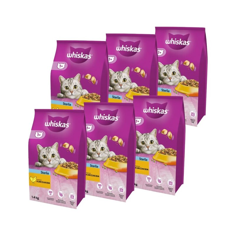 Karma dla kota WHISKAS Sterile Kurczak 6 x 1.4 kg