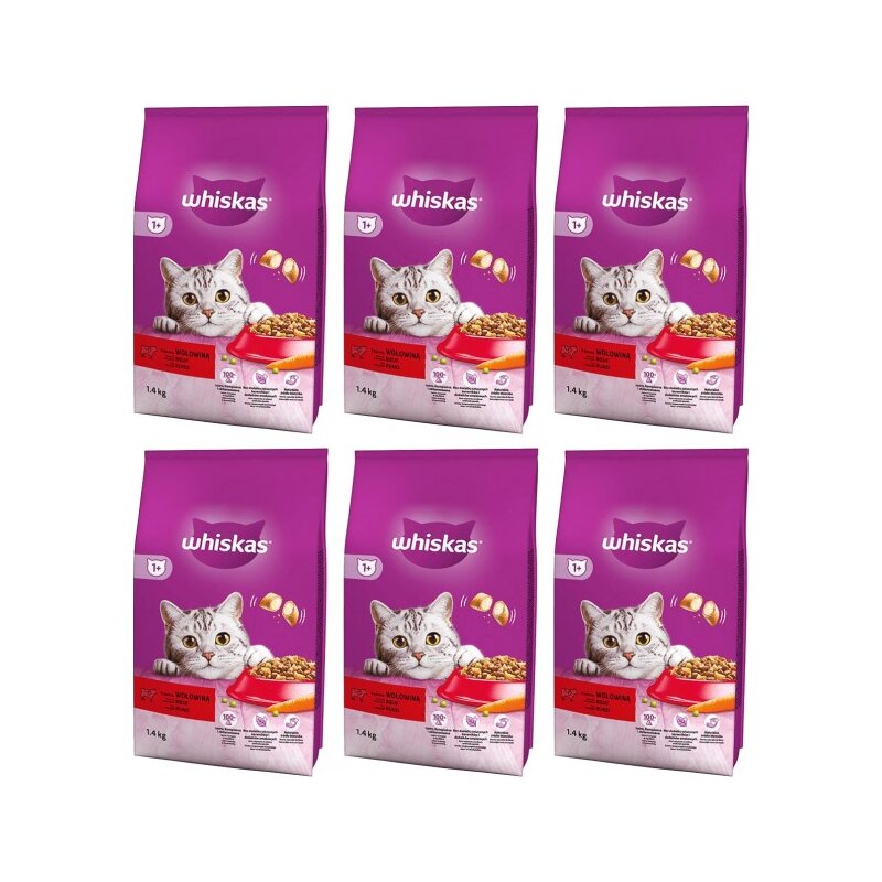 Karma dla kota WHISKAS Wołowina 6 x 1.4 kg