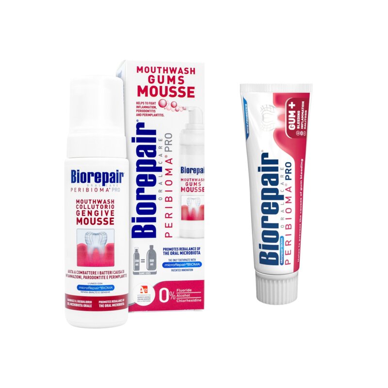 Pianka do higieny jamy ustnej BIOREPAIR Peribioma 200 ml + Pasta do zębów BIOREPAIR Peribioma Pro 75 ml