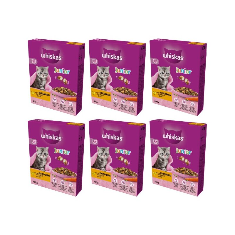Karma dla kota WHISKAS Junior z kurczakiem 6 x 300 g