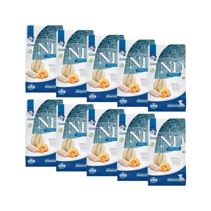 Karma dla psa FARMINA N&D Ocean Dorsz z dynią i melonem kantalupa Puppy Mini 10 x 800 g