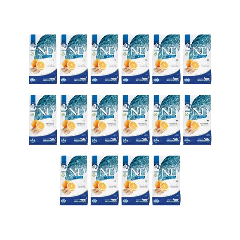 Karma dla kota FARMINA N&D Ocean Śledź i Pomarańcza Adult 16 x 300 g