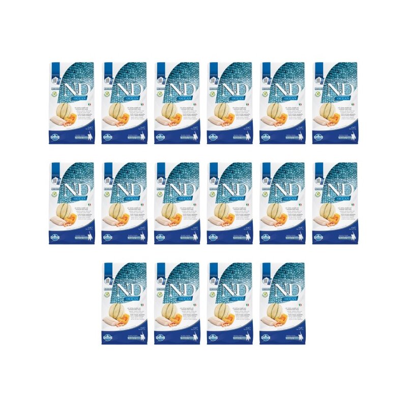 Karma dla kota FARMINA N&D Ocean Dorsz, krewetka, dynia i melon 16 x 300 g
