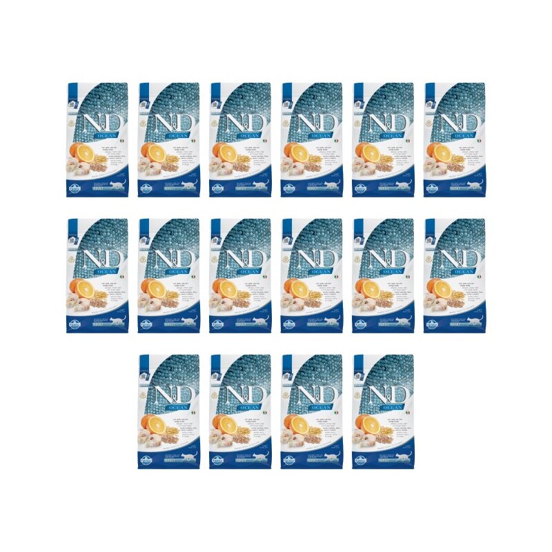 Karma dla kota FARMINA N&D Ocean Dorsz z orkiszem z owsem i pomarańczą Adult 16 x 1.5 kg