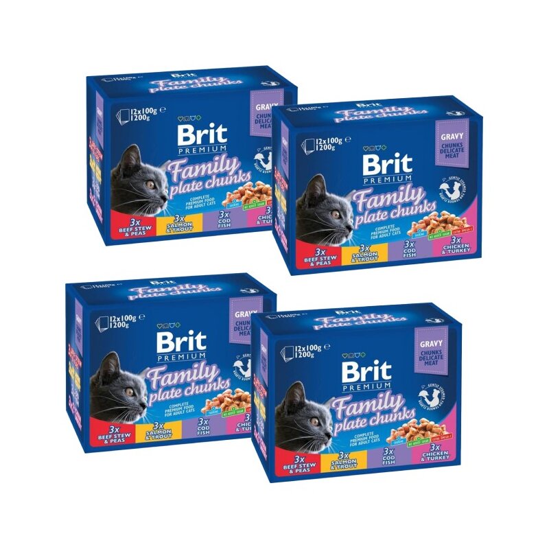 Karma dla kota BRIT Premium Adult Family Plate Chunks Mix smaków (48 x 100g)