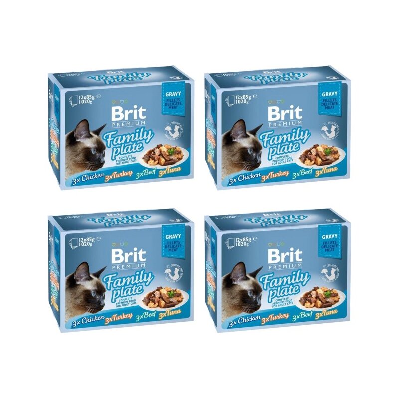 Karma dla kota BRIT Premium Family Plate Mix smaków (48 x 85 g)