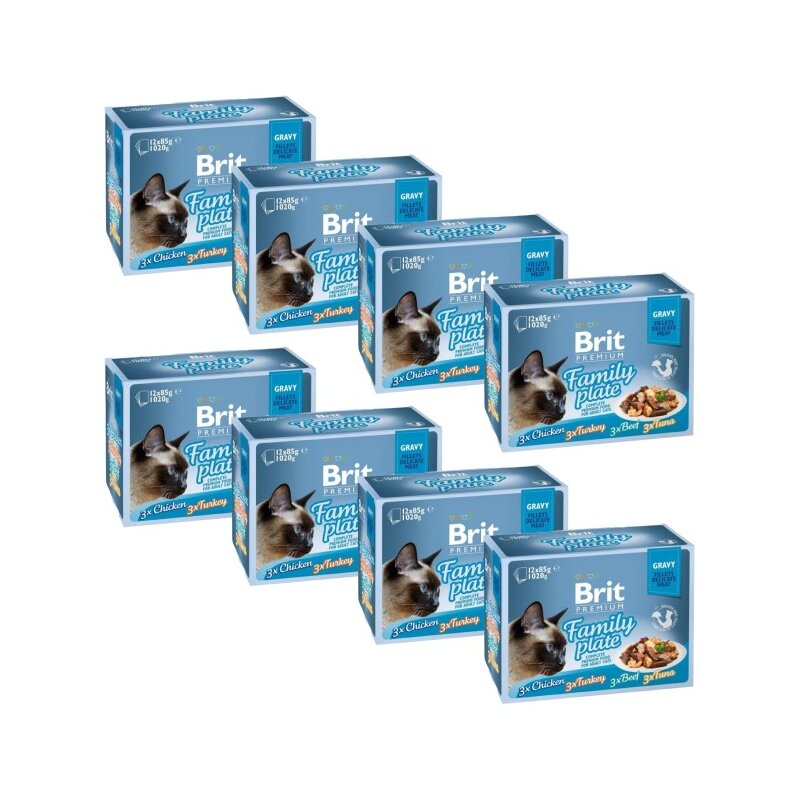 Karma dla kota BRIT Premium Family Plate Mix smaków (96 x 85 g)
